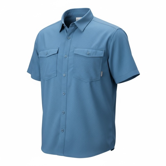 Columbia Men's Blue Short Sleeve Shirt Sise L - Picture 2 of 11